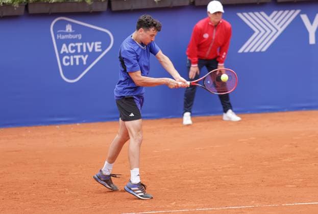 Tennis Men ATP, Tennis Men Tour 500 European Open Hamburg, Hamburg Open ATP 500 2024 Qualifying Round , 13 07 2024, Max Hans Rehberg GER plays a backhand Copyright: FernandoxSoares