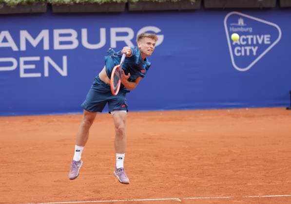 Tennis Men ATP, Tennis Men Tour 500 European Open Hamburg, Hamburg Open ATP 500 2024 Qualifying Round , 13 07 2024, Marvin Moeller GER makes a serve Copyright: FernandoxSoares