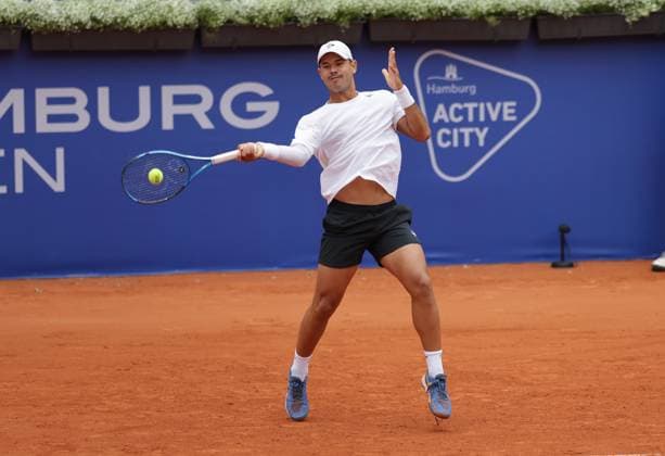 Tennis Men ATP, Tennis Men Tour 500 European Open Hamburg, Hamburg Open ATP 500 2024 Qualifying Round , 13 07 2024, Nick Hardt DOM plays a forehand Copyright: FernandoxSoares