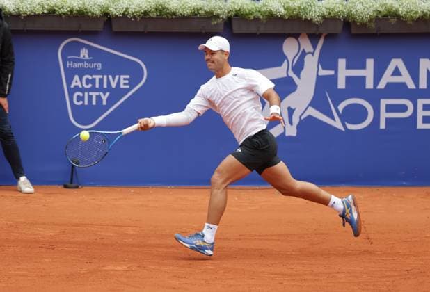 Tennis Men ATP, Tennis Men Tour 500 European Open Hamburg, Hamburg Open ATP 500 2024 Qualifying Round , 13 07 2024, Nick Hardt DOM plays a forehand Copyright: FernandoxSoares