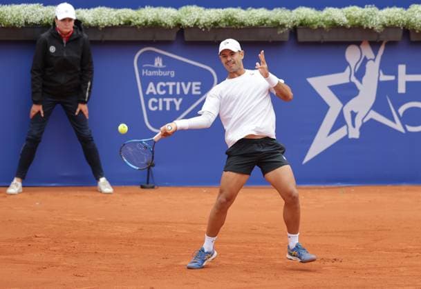 Tennis Men ATP, Tennis Men Tour 500 European Open Hamburg, Hamburg Open ATP 500 2024 Qualifying Round , 13 07 2024, Nick Hardt DOM plays a forehand Copyright: FernandoxSoares