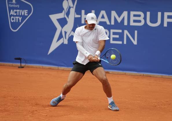 Tennis Men ATP, Tennis Men Tour 500 European Open Hamburg, Hamburg Open ATP 500 2024 Qualifying Round , 13 07 2024, Nick Hardt DOM plays a backhand Copyright: FernandoxSoares