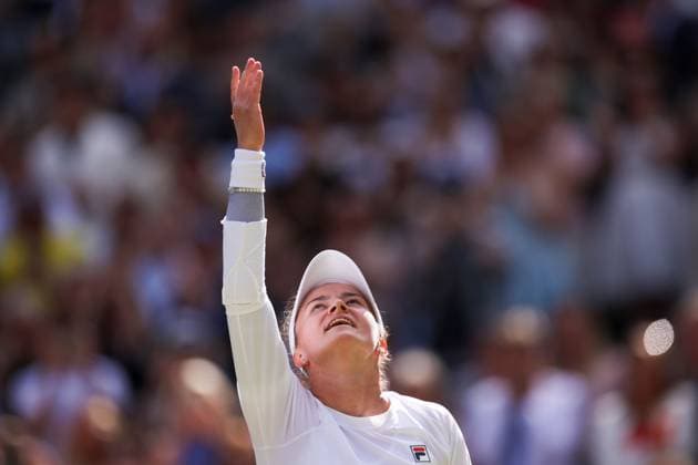Barbora Krejcikova celebrates victory in the Ladies Singles Final Wimbledon Tennis Championships, Day 13, The All England Lawn Tennis and Croquet Club, London, UK - 13 Jul 2024  Copyright: xEllaxLing Shutterstockx 14584811ax
