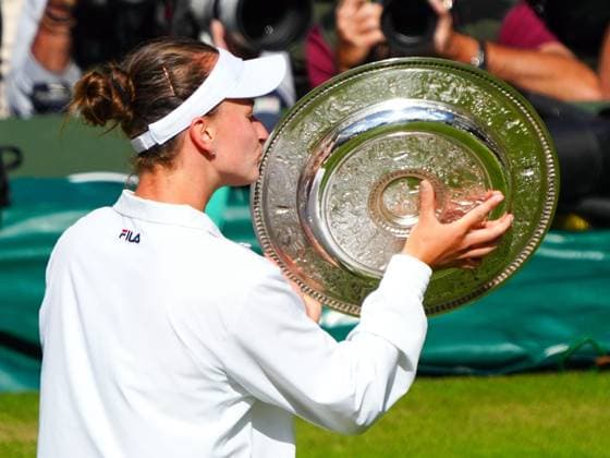 Barbora Krejcikova lifts the Venus Rosewater Dish after victory in the Ladies Singles Final Wimbledon Tennis Championships, Day 13, The All England Lawn Tennis and Croquet Club, London, UK - 13 Jul 2024  Copyright: xJavierxGarcia Shutterstockx 14584798cj