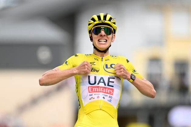 Sport Themen der Woche KW28 Sport Bilder des Tages Tour de France 2024 - Stage 14 SAINT-LARY-SOULAN PLA D ADET, FRANCE - JULY 13 : Pogacar Tadej (SVN) of UAE Team Emirates celebrating his victory during stage 14 of the 111th edition of the Tour de France 2024 cycling race, a stage of 152 kms with start in Pau and finish in Saint-Lary-Soulan Pla d Adet on July 13, 2024 in Saint-Lary-Soulan Pla d Adet, France, 13 07 2024 Saint-Lary-Soulan Pla d Adet France  Copyright: xNicoxVereeckenx