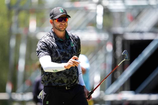 July 13, 2024, Cadiz, Cadiz, SPAIN: Dean Burmester of Stinger team gestures during day two of the LIV Golf Andalucia at Golf Club Royal of Valderrama on July 13, 2024 in Cadiz, Spain. Cadiz SPAIN - ZUMAa181 20240713_zaa_a181_025 Copyright: xJoaquinxCorcherox