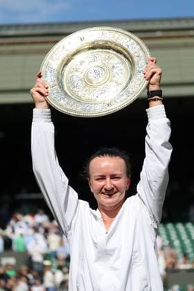 13 07 2024. London, United Kingdom. Barbara Krejcikova after winning Ladies Singles Final on day thirteen of the Wimbledon Tennis Championships in London.  xStephenxLockx xixImagesx IIM-25379-0063