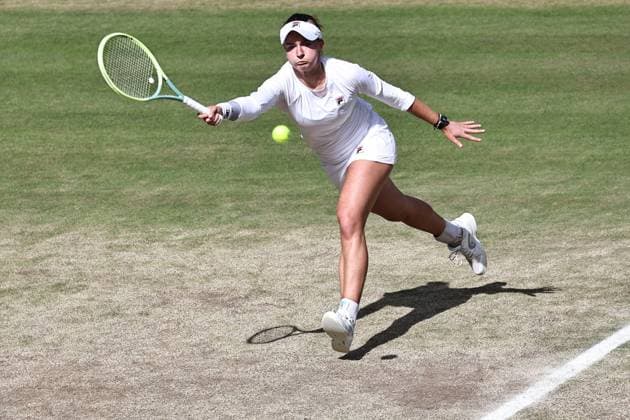 Barbora Krejcikova, CZE, during final of 2024 All England Lawn Tennis Championships at Wimbledon, womens singles, London, 13 07 2024