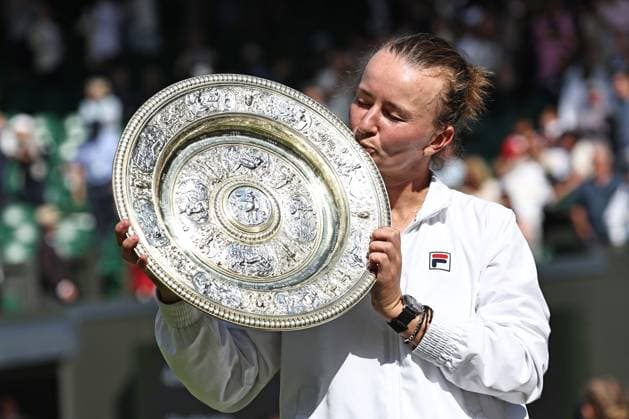 Barbora Krejcikova, CZE, after final of 2024 All England Lawn Tennis Championships at Wimbledon, womens singles, London, 13 07 2024