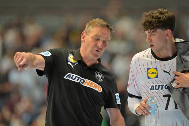 Mens international handball match, Germany GER vs France FRA 13 07 2024, Westfalenhalle, Dortmund, Mens international handball match, Germany GER vs France FRA in the picture coach Alfred Gislasoon Germany and Marko Grgic Germany 71 nordphotoxGmbHxx xFreund nph00018