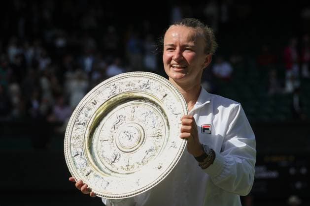 Barbora Krejcikova CZE with cup, trophy, award ceremony, presentation Tennis Wimbledon 2024 Grand Slam ITF ATP WTA AELTC London Great Britain 13 July 2024 Copyright: xJuergenxHasenkopfx
