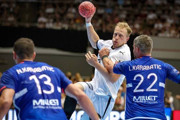 13 07 2024, Handball, international match men, Dortmund, Westfalenhalle, DHB, Olympic preparation, Germany France Luca Witzke GER NRW Germany