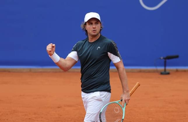 Tennis Men ATP, Tennis Men Tour 500 European Open Hamburg, Hamburg Open ATP 500 2024 Qualifying Round , 13 07 2024, Marco Trungelliti ARG is happy about winning the serve Copyright: FernandoxSoares