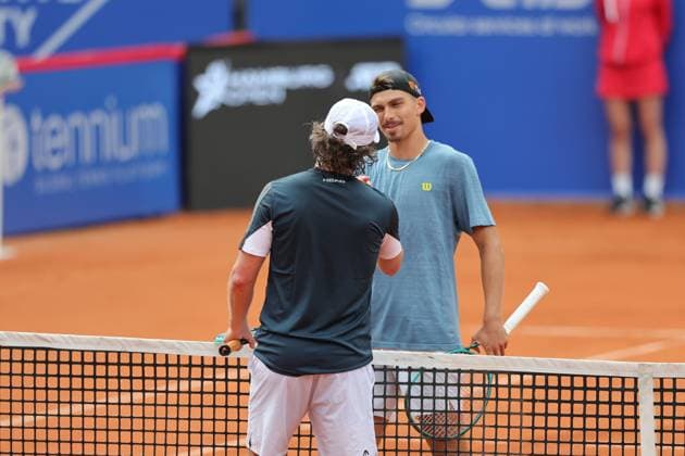 Tennis Men ATP, Tennis Men Tour 500 European Open Hamburg, Hamburg Open ATP 500 2024 Qualifying Round , 13 07 2024, Marko Topo GER congratulates Marco Trungelliti on his victory Copyright: FernandoxSoares