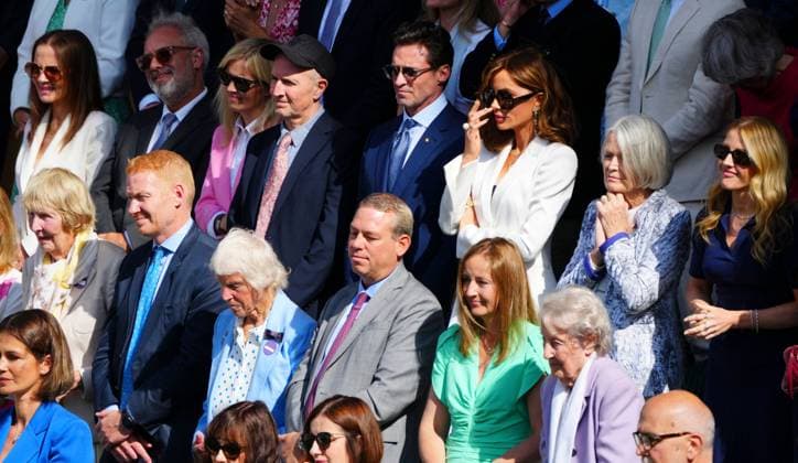 Sam Mendes, Hugh Jackman, Kate Beckinsale and Ellie Goulding in the Royal Box Wimbledon Tennis Championships, Day 13, The All England Lawn Tennis and Croquet Club, London, UK - 13 Jul 2024  Copyright: xJavierxGarcia Shutterstockx 14584798ek
