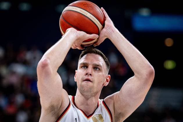 Basketball Hamburg 13 07 2024 Preparation for the Paris 2024 Olympics Test match DBB International match Germany GER Netherlands NED Johannes Voigtmann Germany, No 07