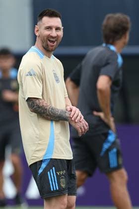 Argentina s forward Lionel Messi takes part in a training session ahead the match against Colombia for the Copa America USA 2024 final match, at Florida International University FIU , Miami, on July 13, 2024 MIAMI UNITED STATES Copyright: xALEJANDROxPAGNIx
