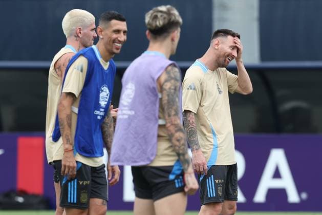 Argentina s forward Lionel Messi takes part in a training session ahead the match against Colombia for the Copa America USA 2024 final match, at Florida International University FIU , Miami, on July 13, 2024 MIAMI UNITED STATES Copyright: xALEJANDROxPAGNIx