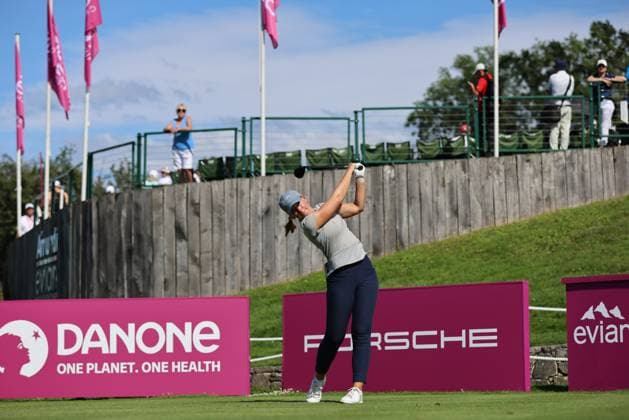 EVIAN-LES-BAINS, FRANCE - 13.07.2024: Lauren Hartlage (USA) of The Amundi Evian Championship at the Evian Resort Golf Club on July 13, 2023 in Evian-les-Bains, France.