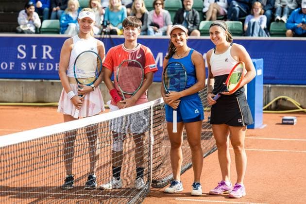 240714 Peangtarn Plipuech of Thailand, Tsao Chia yi of Taiwan, Maria Lourdes CarlÃ of Argentina and Julia Riera of Argentina ahead of the double final of Nordea Open day 7 on July 14, 2024 in Bastad Photo Niclas Jönsson BILDBYRAN COP 273 NO0280 tennis dam wta nordea open bastad dag 7 bbeng final double final  Copyright: NICLASxJÖNSSON BB240714NO014