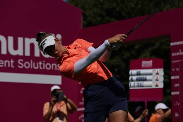 EVIAN-LES-BAINS, FRANCE - 14.07.2024: Nelly Korda (USA) of The Amundi Evian Championship at the Evian Resort Golf Club on July 1, 2023 in Evian-les-Bains, France.