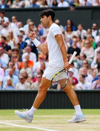 Carlos Alcaraz celebrates during the Gentlemen s Singles final Wimbledon Tennis Championships, Day 14, The All England Lawn Tennis and Croquet Club, London, UK - 14 Jul 2024  Copyright: xJavierxGarcia Shutterstockx 14584814ak