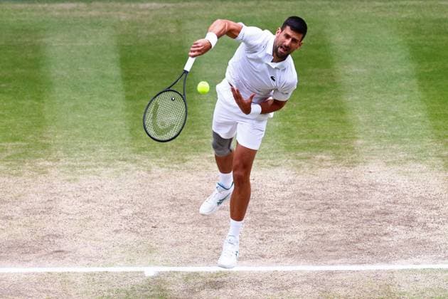 Novak Djokovic during the Gentlemen s Singles final Wimbledon Tennis Championships, Day 14, The All England Lawn Tennis and Croquet Club, London, UK - 14 Jul 2024  Copyright: xJamesxMarsh Shutterstockx 14584815aa