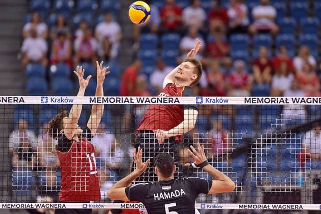 2024.07.14 Krakow Siatkowka mezczyzn, turniej towarzyski, XXI Memorial Huberta Jerzego Wagnera Niemcy - Egipt N z Lukas Kampa, Lukas Maase, Mohamed Hamada Foto Krzysztof Porebski PressFocus 2024.07.14 Krakow Volleyball men, 21. Hubert Jerzy Wagner Memorial friendly tournament Germany - Egypt Lukas Kampa, Lukas Maase, Mohamed Hamada Credit: Krzysztof Porebski PressFocus NEWSPIX.PL --- Newspix.pl  20240714PF_KP24014