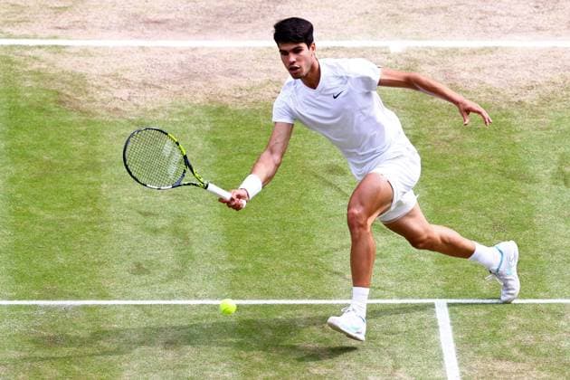 Carlos Alcaraz during the Gentlemen s Singles final Wimbledon Tennis Championships, Day 14, The All England Lawn Tennis and Croquet Club, London, UK - 14 Jul 2024  Copyright: xJamesxMarsh Shutterstockx 14584815at