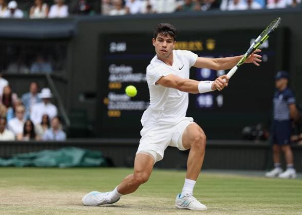 Carlos Alcaraz ESP Mens Singles, Gentlemen s Singles, Final, Final Tennis Wimbledon 2024 Grand Slam ITF ATP WTA AELTC London Great Britain 14 July 2024 Copyright: xJuergenxHasenkopfx