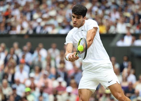 Carlos Alcaraz ESP Mens Singles, Gentlemen s Singles, Final, Final Tennis Wimbledon 2024 Grand Slam ITF ATP WTA AELTC London Great Britain 14 July 2024 Copyright: xJuergenxHasenkopfx