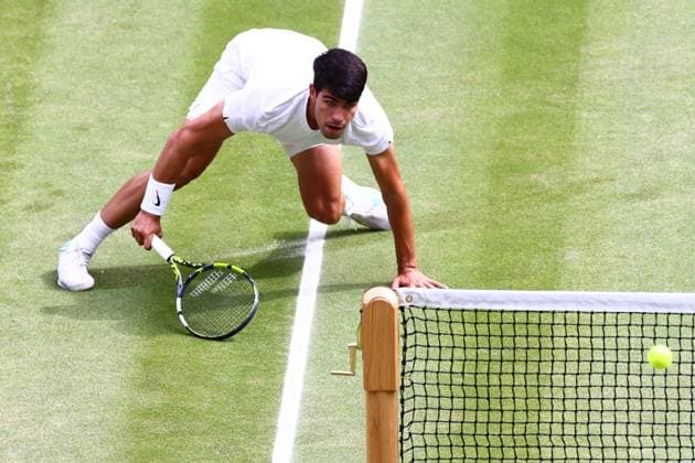 Carlos Alcaraz during the Gentlemen s Singles final Wimbledon Tennis Championships, Day 14, The All England Lawn Tennis and Croquet Club, London, UK - 14 Jul 2024  Copyright: xJamesxMarsh Shutterstockx 14584815az