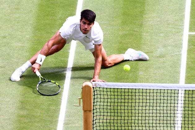Carlos Alcaraz during the Gentlemen s Singles final Wimbledon Tennis Championships, Day 14, The All England Lawn Tennis and Croquet Club, London, UK - 14 Jul 2024  Copyright: xJamesxMarsh Shutterstockx 14584815bb