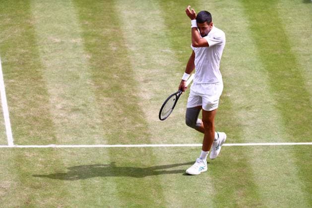Sport Bilder des Tages Novak Djokovic during the Gentlemen s Singles final Wimbledon Tennis Championships, Day 14, The All England Lawn Tennis and Croquet Club, London, UK - 14 Jul 2024  Copyright: xJamesxMarsh Shutterstockx 14584815bj