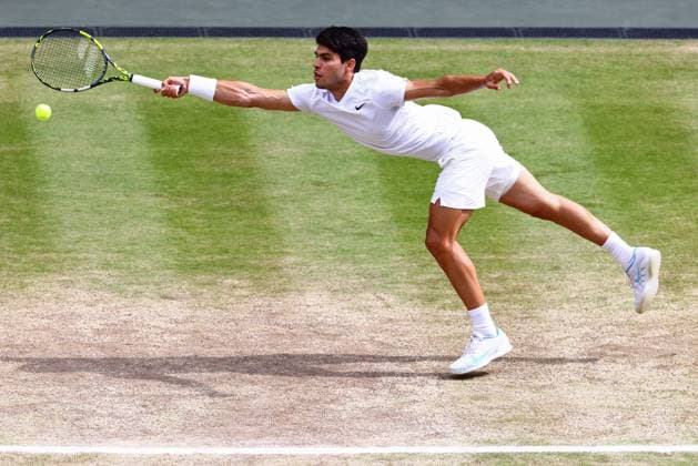 Carlos Alcaraz during the Gentlemen s Singles final Wimbledon Tennis Championships, Day 14, The All England Lawn Tennis and Croquet Club, London, UK - 14 Jul 2024  Copyright: xJamesxMarsh Shutterstockx 14584815bi