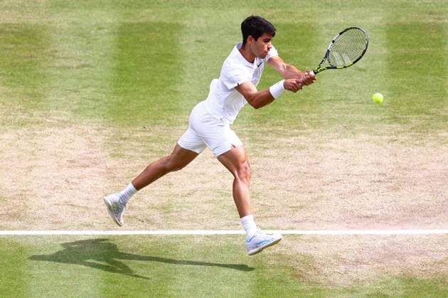 Carlos Alcaraz during the Gentlemen s Singles final Wimbledon Tennis Championships, Day 14, The All England Lawn Tennis and Croquet Club, London, UK - 14 Jul 2024  Copyright: xJamesxMarsh Shutterstockx 14584815bg