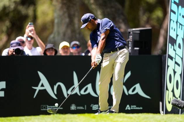 July 14, 2024, Cadiz, Cadiz, SPAIN: Anirban Lahiri of Cleeks team in action during the final round of the LIV Golf Andalucia at Golf Club Royal of Valderrama on July 14, 2024 in Cadiz, Spain. Cadiz SPAIN - ZUMAa181 20240714_zaa_a181_015 Copyright: xJoaquinxCorcherox