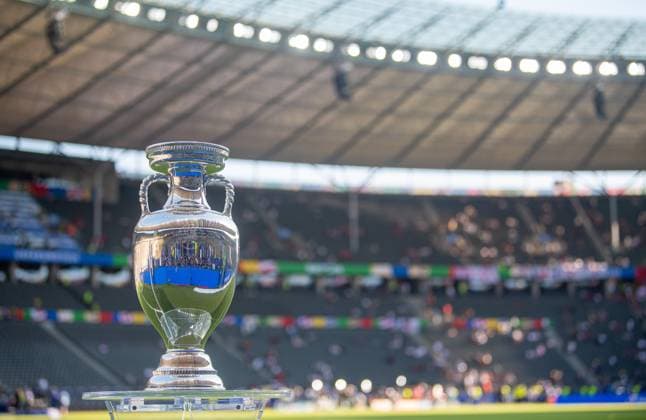 Football, men, season 2023 24, UEFA Euro EM 2024, final in Berlin, Spain England, the trophy, 14 07 2024, Copyright: xSebastianxRäppold MatthiasxKochx