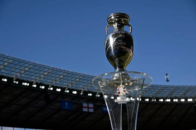 14 07 2024, Football UEFA EURO 2024, Final at the Berlin Olympic Stadium, Spain England, Henri Delaunay Cup, Winning trophy of the European Football Championship