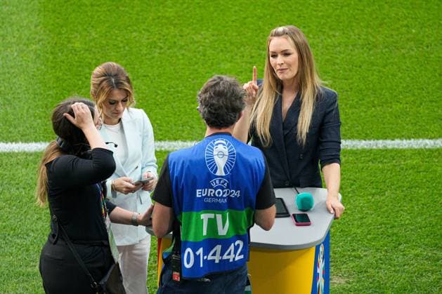 Laura Woods on ITV Spain v England, UEFA European Championship, EM, Europameisterschaft 2024, Final, Football, Olympiastadion, Berlin, Germany, 14 Jul 2024 EDITORIAL USE ONLY No use with unauthorised audio, video, data, fixture lists, club league logos or live services. Online in-match use limited to 120 images, no video emulation. No use in betting, games or single club league player publications. Copyright: xDavexShopland Shutterstockx 14583342ao