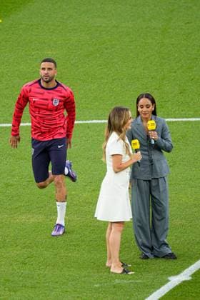 Alex Scott on BBC Spain v England, UEFA European Championship, EM, Europameisterschaft 2024, Final, Football, Olympiastadion, Berlin, Germany, 14 Jul 2024 EDITORIAL USE ONLY No use with unauthorised audio, video, data, fixture lists, club league logos or live services. Online in-match use limited to 120 images, no video emulation. No use in betting, games or single club league player publications. Copyright: xDavexShopland Shutterstockx 14583342bo