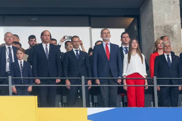 l r William, Prince of Wales with son George, UEFA President Aleksander Ceferin, King Felipe VI with daughter Princess Leonor, Spain vs England, Football, UEFA Euro 2024, Final, 14 07 2024 Berlin Berlin Germany Copyright: xkolbert-press ChristianxKolbertx