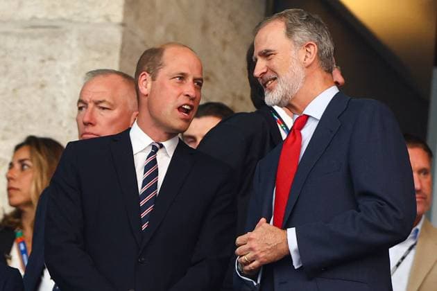 Sport Bilder des Tages Prince William, Prince of Wales and The FA President (L) and Felipe VI of Spain, King of Spain Spain v England, UEFA European Championship, EM, Europameisterschaft 2024, Final, Football, Olympiastadion, Berlin, Germany, 14 Jul 2024 EDITORIAL USE ONLY No use with unauthorised audio, video, data, fixture lists, club league logos or live services. Online in-match use limited to 120 images, no video emulation. No use in betting, games or single club league player publications. Copyright: xKieranxMcManus Shutterstockx 14583341bk
