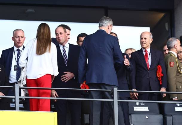 Prince William, Prince of Wales and The FA President with UEFA President Aleksander Ceferin and King Felipe VI of Spain and Her Royal Highness the Infanta Sofia Spain v England, UEFA European Championship, EM, Europameisterschaft 2024, Final, Football, Olympiastadion, Berlin, Germany, 14 Jul 2024 EDITORIAL USE ONLY No use with unauthorised audio, video, data, fixture lists, club league logos or live services. Online in-match use limited to 120 images, no video emulation. No use in betting, games or single club league player publications. Copyright: xMichaelxZemanek Shutterstockx 14583343be