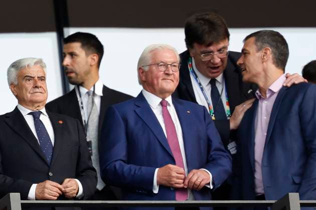 GER, Berlin, Football, Spain vs England, Final, Olympiastadion Berlin, UEFA EURO 2024, Before the final match German President Frank Walter Steinmeier on the VIP stand, VIP, 14 07 2024, Copyright: HMBxMedia HeikoxBecker