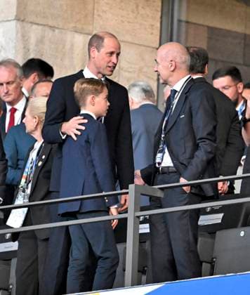 14 07 2024, Football UEFA EURO 2024, Final in Berlin Olympic Stadium, Spain England, on the picture William , Prince of Wales England with son George England with DFB President Bernd Neuendorf Germany