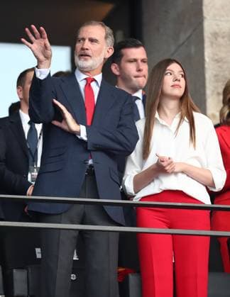 14 07 2024, xtgx, European Football Championship 2024 Final, Spain England emspor, v l Felipe VI King of Spain and daughter Sofia UEFA REGULATIONS PROHIBIT ANY USE OF PHOTOGRAPHS as IMAGE SEQUENCES and or QUASI VIDEO Berlin