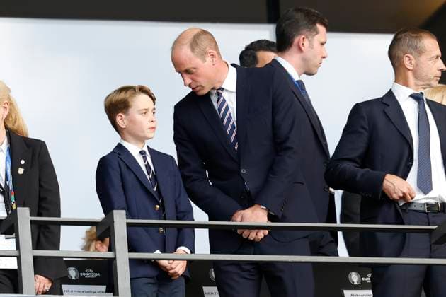 GER, Berlin, Football, Spain vs England, Final, Olympiastadion Berlin, UEFA EURO 2024, Before the final match Prince William with son Williams George Alexander Louis of Wales, 14 07 2024, Copyright: HMBxMedia HeikoxBecker