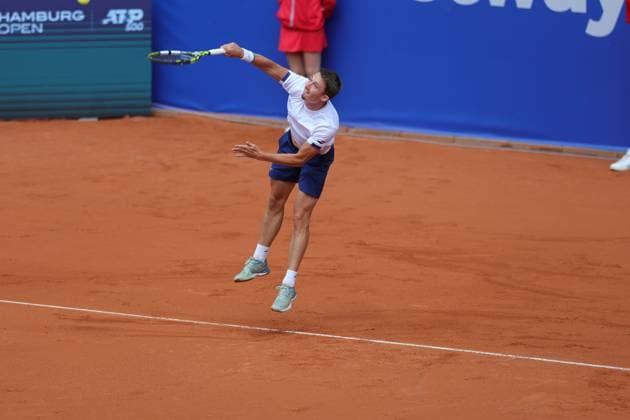 Tennis Men ATP, Tennis Men Tour 500 European Open Hamburg, Hamburg Open ATP 500 2024 Qualifying Round , 14 07 2024, Ugo Blanchet FRA makes a serve Copyright: FernandoxSoares