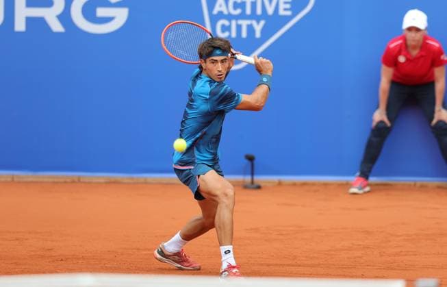 Tennis Men ATP, Tennis Men Tour 500 European Open Hamburg, Hamburg Open ATP 500 2024 Qualifying Round , 14 07 2024, Francisco Comesana ARG plays a backhand Copyright: FernandoxSoares